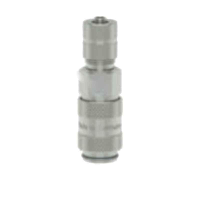 Ludcke 4x6mm Plated ESMCN 4 TQO Straight Through Coupling with Hose Squeeze Nut, Length: 32 mm