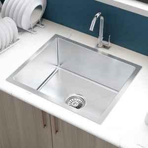 Plantex Guranteed Stainless Steel 304 Grade Kitchen Sink/Handmade Sink for Kitchen with 7 Years Warranty Plantex/Single Bowl Sink with All Fittings & Drying Rack (Silver Matte 22x18 inch)