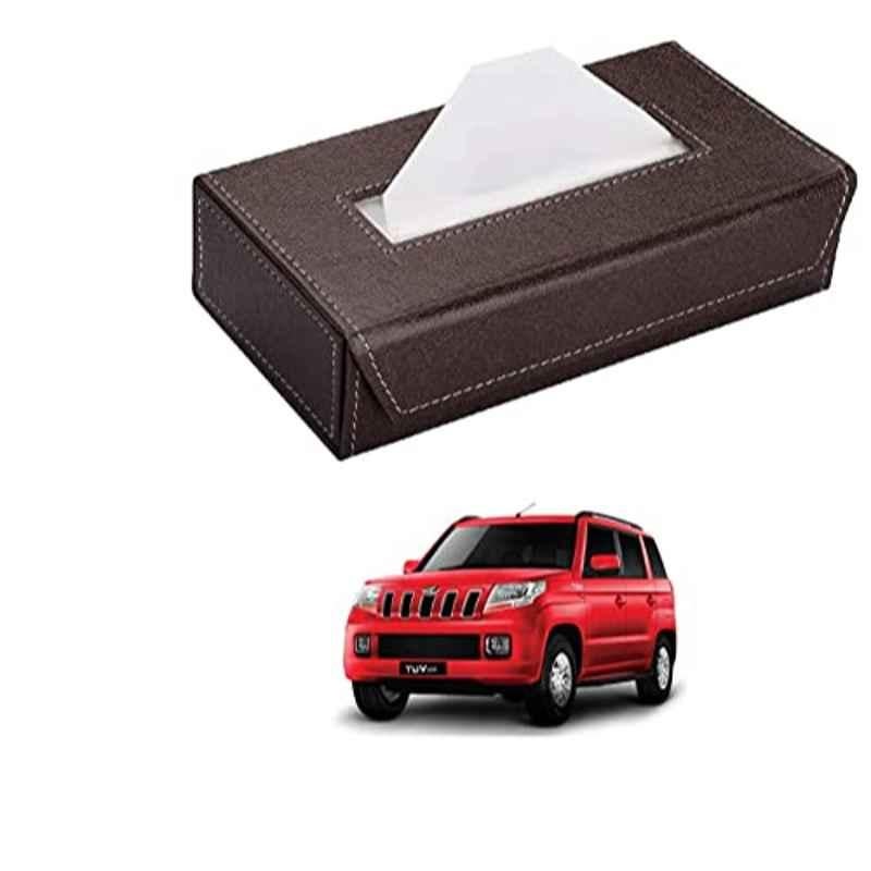 Kozdiko 100 Pulls PU Leather Brown Car Tissue Paper Box with 200 Sheets for Mahindra TUV-300
