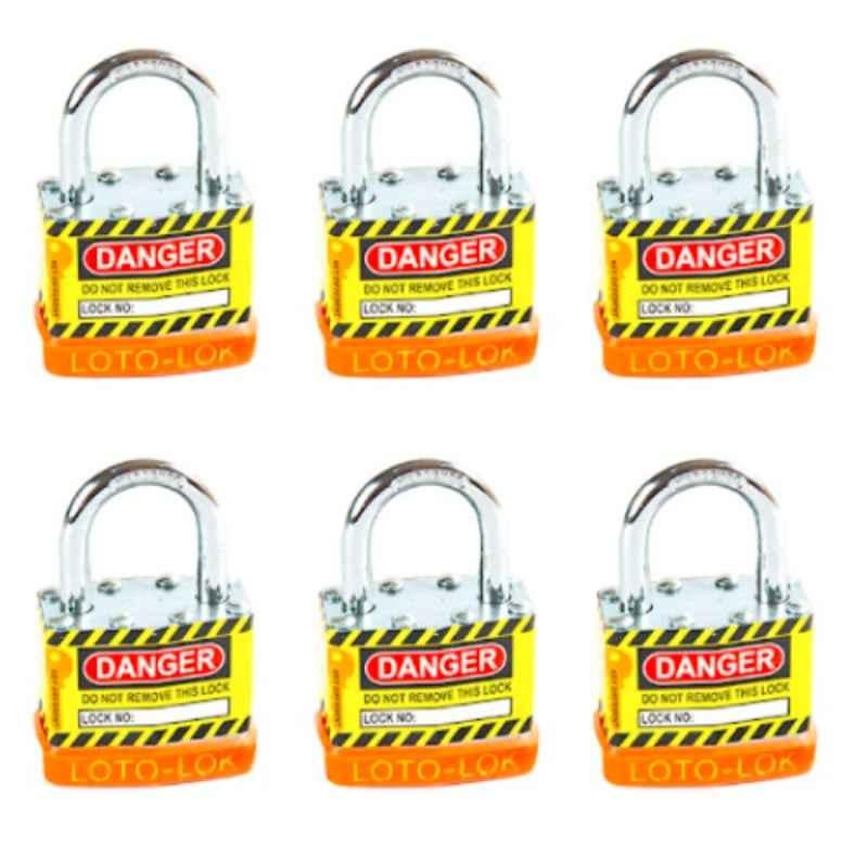 LOTO-LOK 23mm Steel Orange Laminated Steel Safety Lockout Padlock with 2 Unique Keys Per Lock, 2PTPSOKDS24