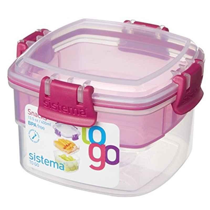 Sistema 400ml Plastic Pink Snacks To Go Container, PLTG04040EA