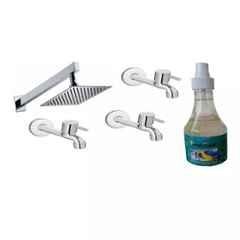 Fastgear 5 Pcs Turbo Stainless Steel Silver Chrome Finish Faucet Set with Shower, FG958