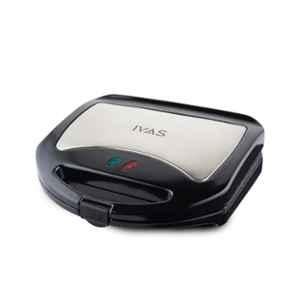 IVAS BreadBliss Grill 750W Stainless Steel Black Sandwich Maker with Non-Stick Coated Grill Plates, Power Indicator & 2 Years Warranty