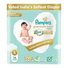 Pampers 16 Pcs Premium Care Cottony Softness Baby Diaper Packet, Size: Large