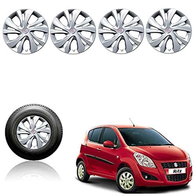 Auto Pearl 4 Pcs 14 inch Plastic Silver Wheel Cover Set for Maruti Suzuki Ritz T-2