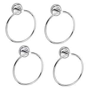 Aligarian Stainless Steel Chrome Finish Wall Mounted Round Solid Towel Ring (Pack of 4)