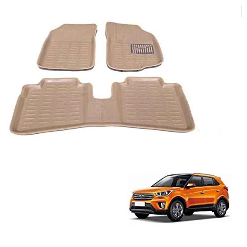 Kozdiko 3D Beige Car Foot Mat Set for Hyundai Creta, koz_88137