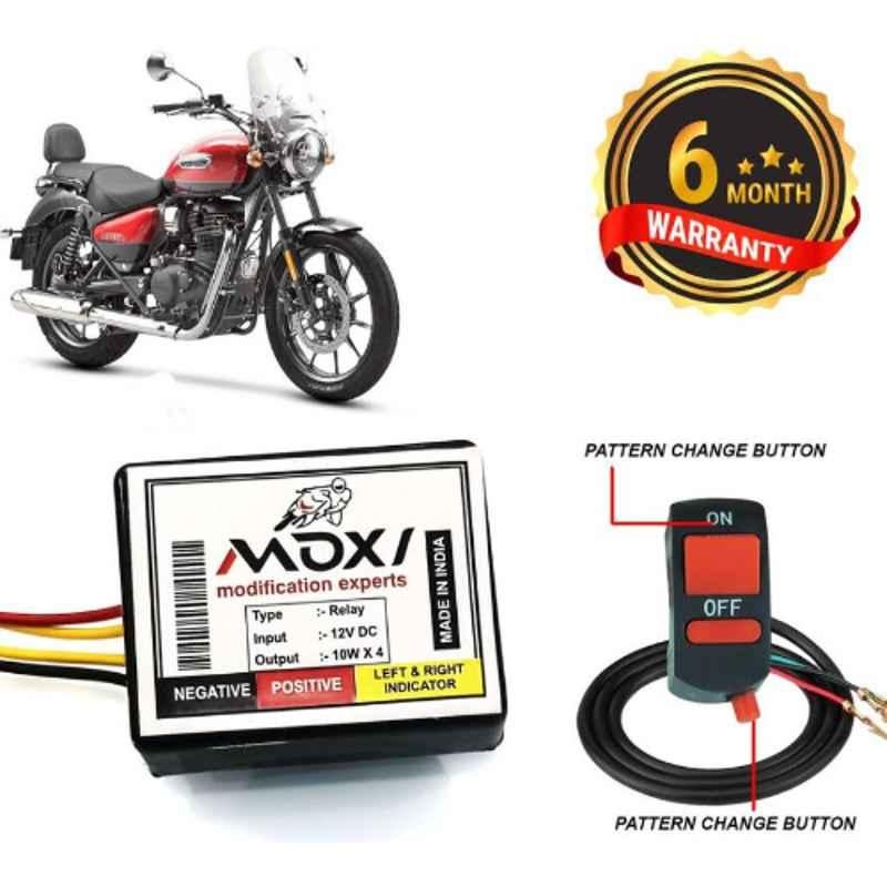 Auto Pearl 12V Black Front & Rear Flasher Indicator Light with Switch for Meteor 350