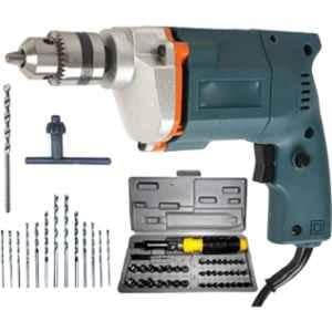 Imported 10mm 300W Blue Electric Drill Machine with 1Pc Hammer, 13Pcs HSS Bits Power & Hand Tool Kit
