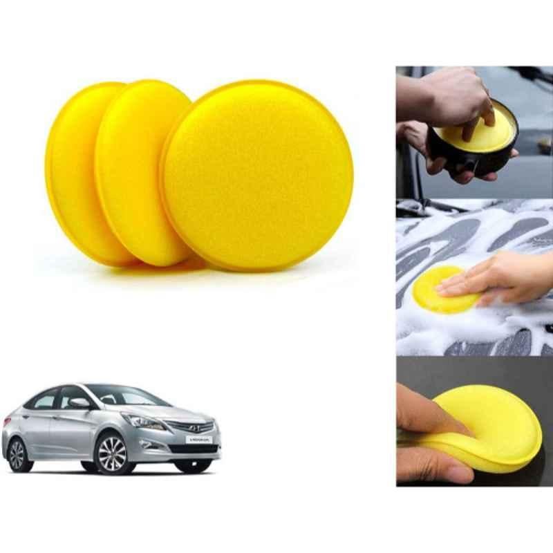 Auto Pearl Polyurethane Beige Washing & Waxing Polish Foam Sponge for Verna 4S (Pack of 3)