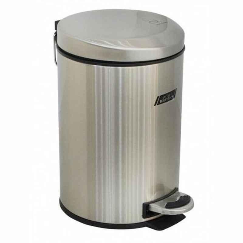 Brooks Pedal Bin With Moon Lid, BKS-SS-274, Stainless Steel, 3 L, Silver