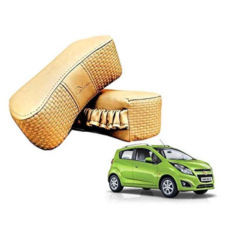 Kozdiko 2 Pcs Memory Foam Beige Luxurious Neck Rest Set for Chevrolet Beat, koz_28464