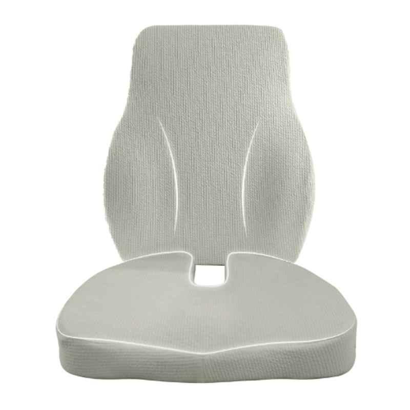 Betterhood Memory Foam & Cotton Grey Seat & Lumbar Cushion Combo for Chairs, Size: Universal (Pack of 2)