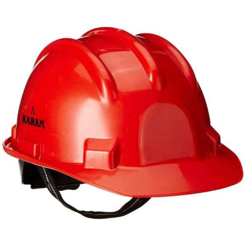 Karam Red Plastic Cradle Nape Type Safety Helmet, PN-501