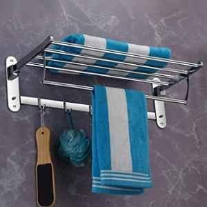 Plantex Stainless Steel Folding Towel Rack for Bathroom/Towel Stand/Towel Holder/Bathroom Accessories 24 inch Chrome