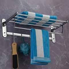 Plantex Stainless Steel Folding Towel Rack for Bathroom/Towel Stand/Towel Holder/Bathroom Accessories 24 inch Chrome