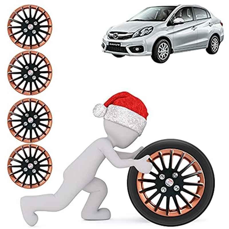 Auto Pearl 4 Pcs 14 inch ABS Copper & Black Press Fitting Wheel Cover Set for Honda Amaze Type-2