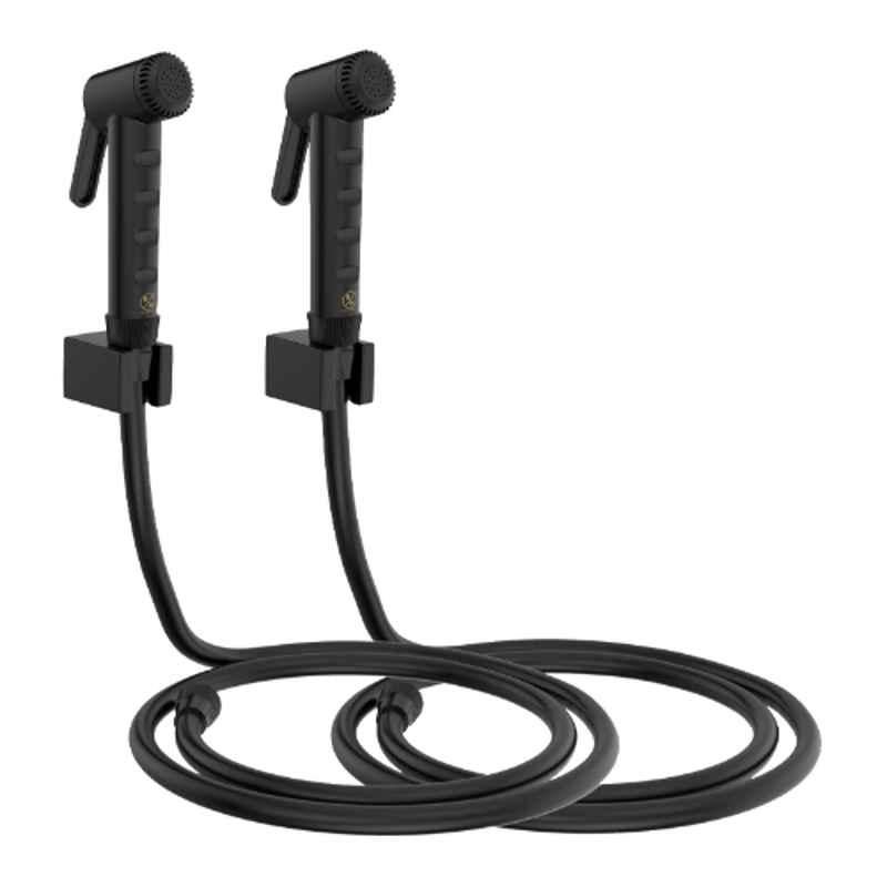 RN Black.4 Health Faucet Set with Hose Pipe & Wall Holder for Toilet Cleaning (Pack of 2)