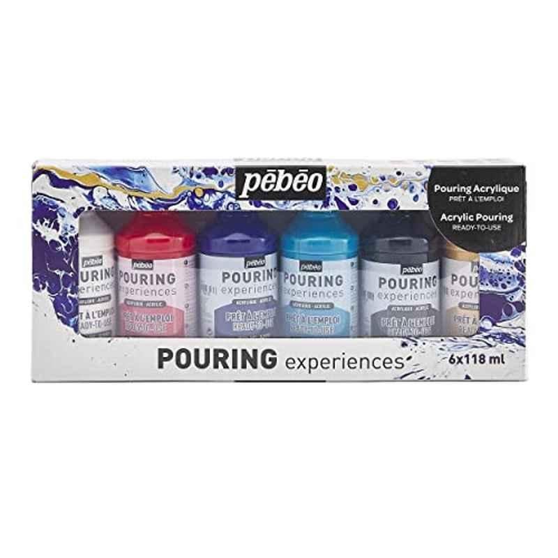 Pebeo 6 Pcs 118ml Acrylic Pouring Paint Bottles Set