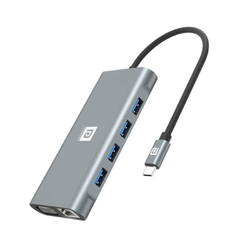 Portronics Mport 11C Grey 11 in 1 C Type USB Ports Hub, POR 1678