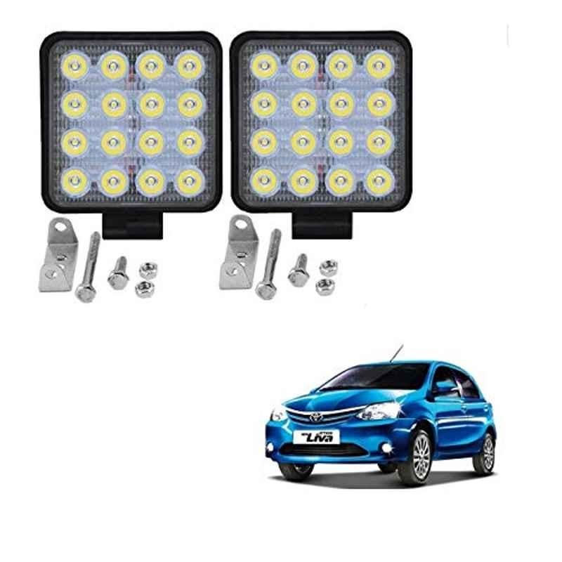 Kozdiko 2 Pcs 48W 16 LED White Bright Beam Square Fog Light Set for Toyota Etios Liva, koz_92709
