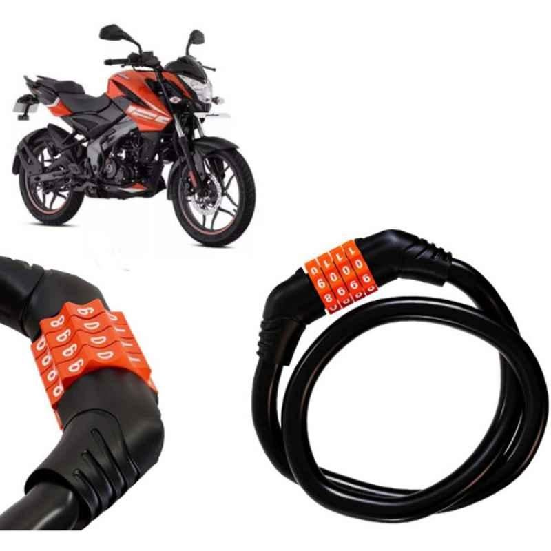 Auto Pearl Black & Orange 4 Digit Anti-Theft Combination Number Lock for Pulsar NS125