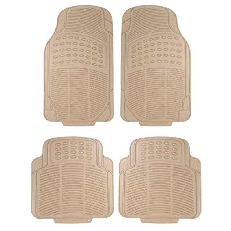 Kozdiko 4 Pcs Rubber Beige Car Simple Floor Mat Set for Tata Evision