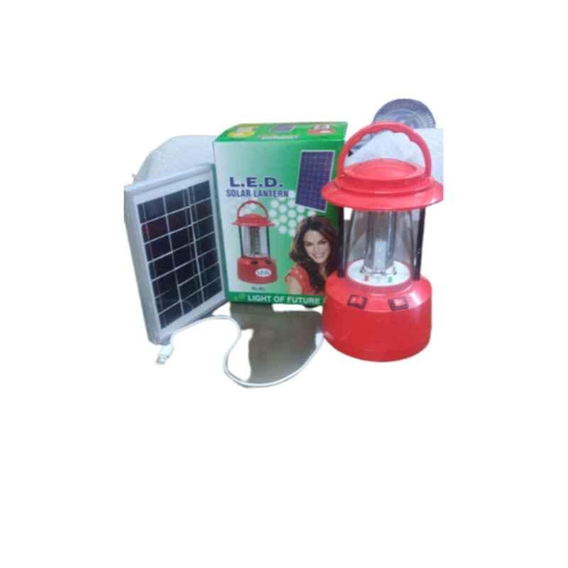 Globex Plastic Red Rechargeable Solar LED Lantern