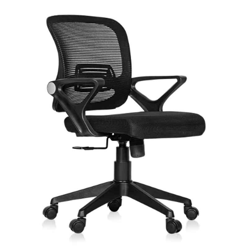 Da URBAN Breva Black Mid-Back Revolving Mesh Ergonomic Chair for Home & Office