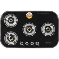 Padmini 4 Burner Stainless Steel Black Automatic Ignition Glass Top Gas Stove, Gas Hob CS-402 GL IB