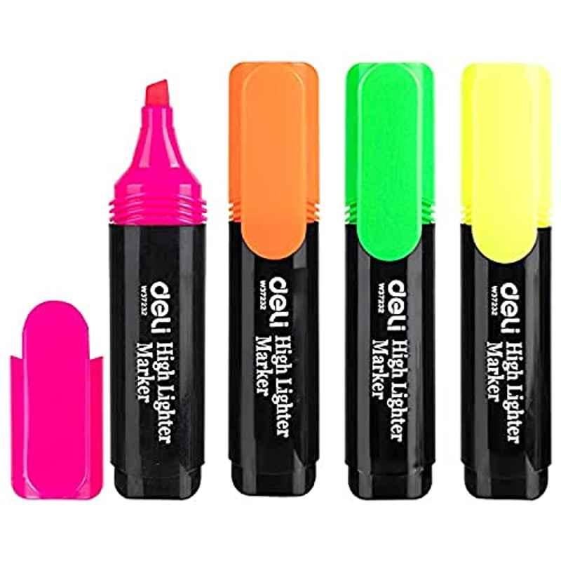 Deli 4 Pcs Felt & Plastic Highlighter Pen Set, E37232