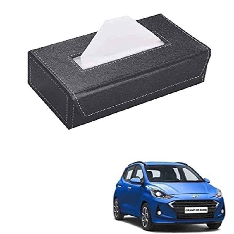 Kozdiko 100 Pulls PU Leather Grey Car Tissue Paper Box with 200 Sheets for Hyundai Grand i10 Nios 2019