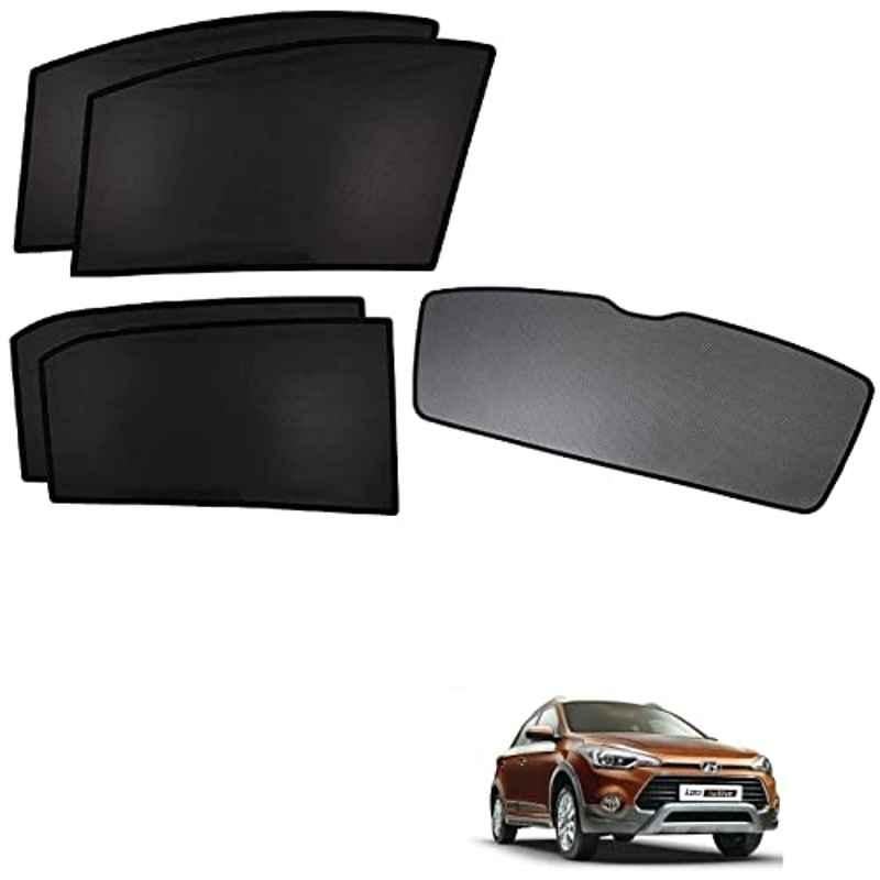 Kozdiko 5 Pcs Polyester Black Non Magnetic Window & Rear Sun Shades Set for Hyundai I20 Active
