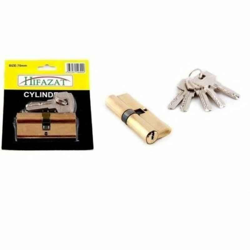 Hifazat 70mm Brass Polished Gold Brass Top Security Cylinder Door Lock, SH-LK-HBPC70