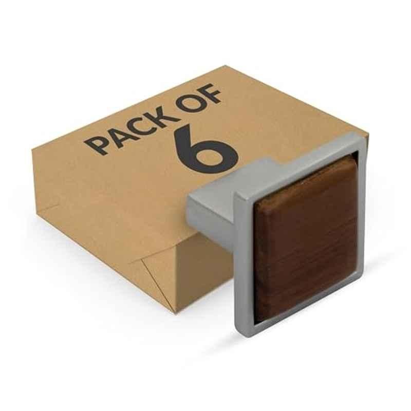 Plantex Knobs for Drawer/Square Drawer Knobs/Knobs for Cabinets/Pull-Push Knobs for Kitchen/Bedroom Drawer (Pack of 6) Satin & Wood