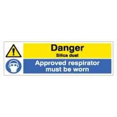 SUNSIGNS 300x100mm Vinyl & Sun Board Danger Silica Dust Approved Respirator Must be Worn Signage, SN0148VNLM1HPIAAG