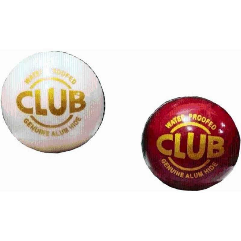Matrica 7.62cm Leather Standard White & Red Professional Grade Impact Cricket Ball for Club Play (Pack of 2)