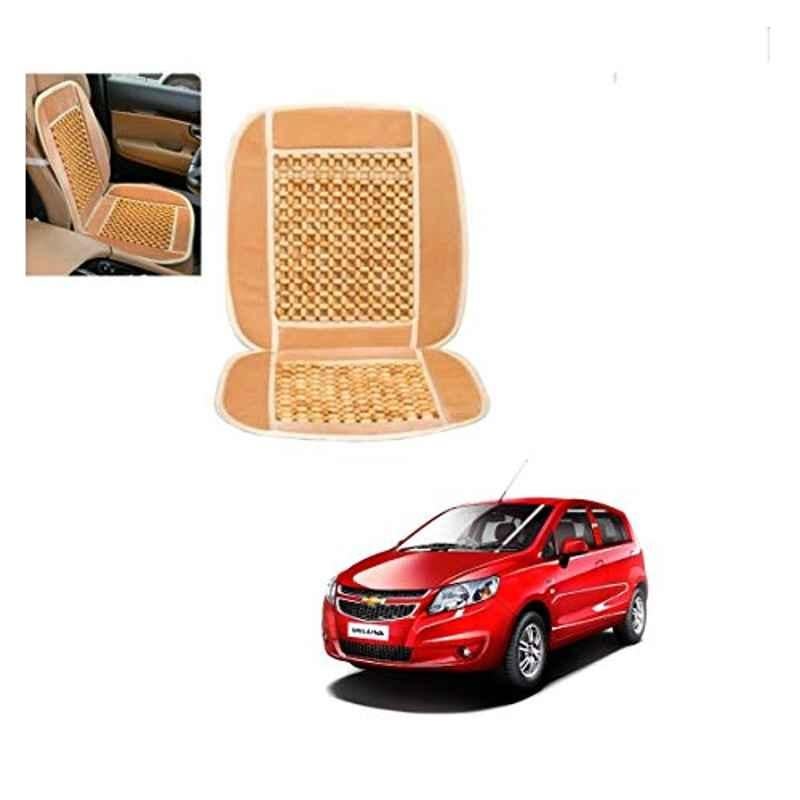 Kozdiko Wooden Bead Seat with Beige Velvet Border for Chevrolet Sail UVA