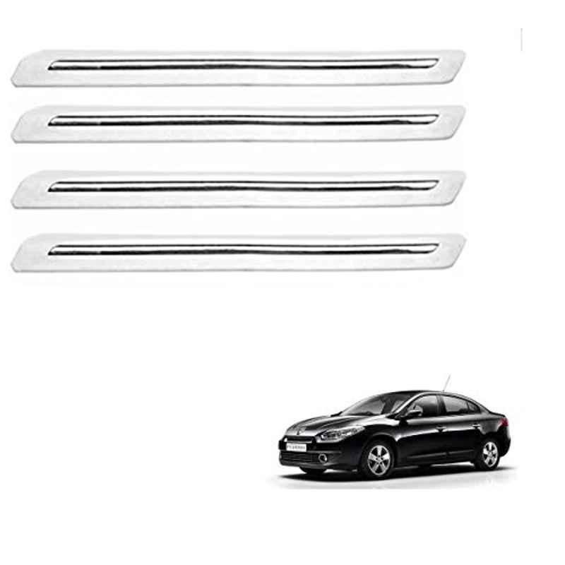 Kozdiko 4 Pcs PVC White Car Bumper Protector Set with Chrome Strip for Renault Fluence