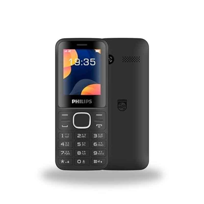 Philips E2104 2 inch Black Dual Sim Keypad Feature Phone with Type C Charging
