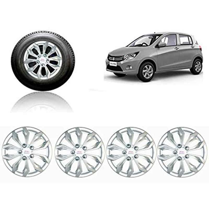 Auto Pearl 4 Pcs 14 inch ABS Silver Car Wheel Cover Set for Maruti Suzuki Celerio VXI
