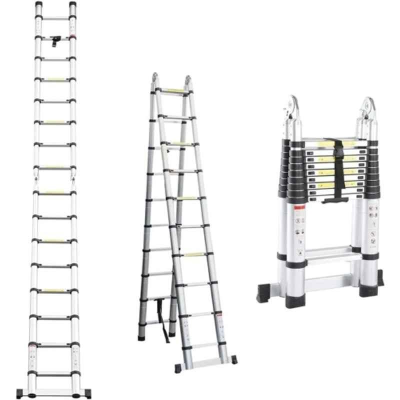 Smarty 20 Step 21ft Aluminium Retractable Telescopic Ladder with Double Mag Hinge