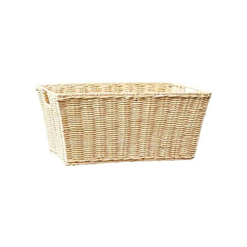 Homesmiths 40x26x18cm Rattan White Rectangular Tray,, Size: Medium