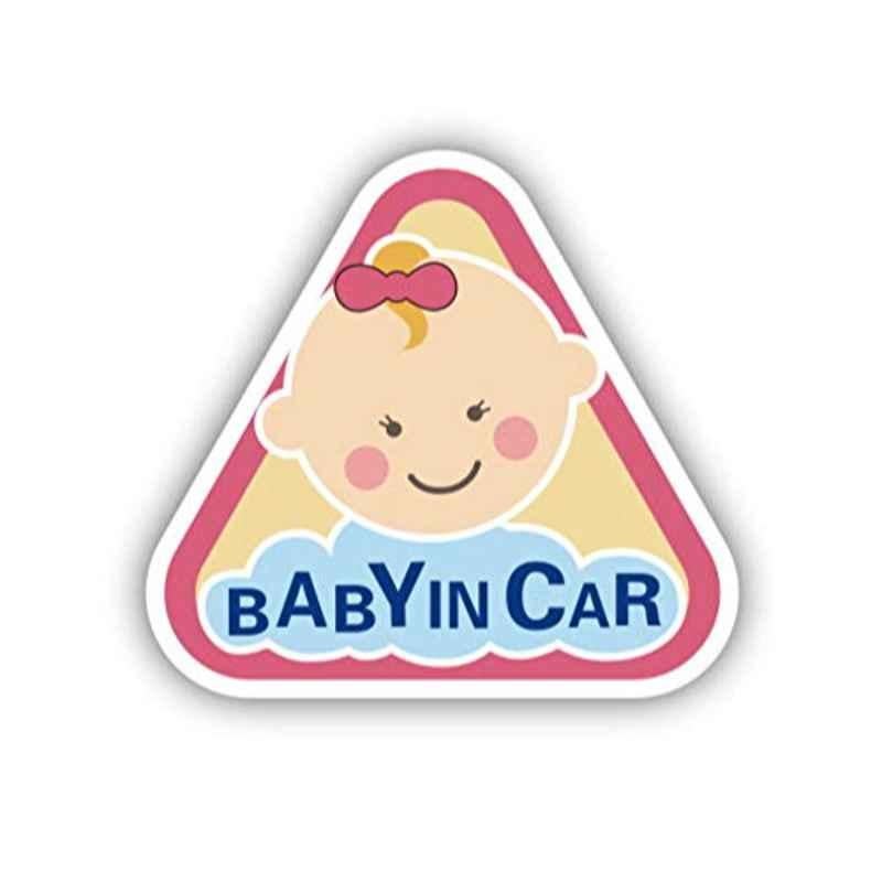 Rubik 16x15cm Pink Magnetic Baby in Car Sign, RB-BIC-06-07