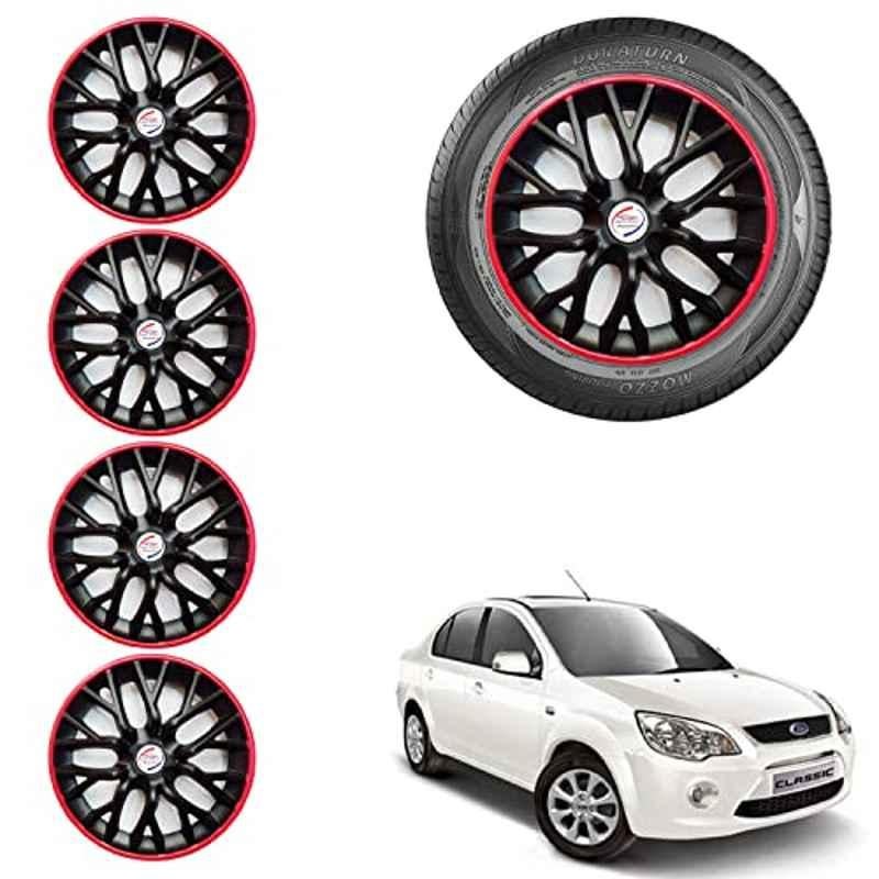 Auto Pearl 4 Pcs 14 inch ABS Phoenix Black & RED Car Wheel Cover Set for Ford Fiesta Classic