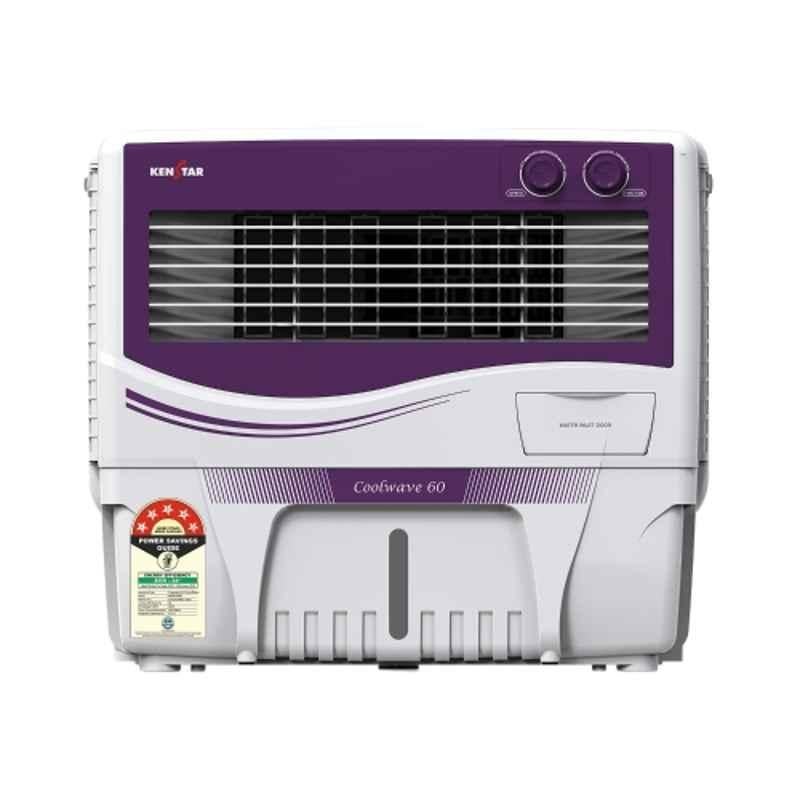 Kenstar CoolWave 60 200W 57 Litre Polypropylene Purple & White Window Air Cooler with Wood Wool Pads Cooling & 1 Year Warranty, KNIEGRHSFDF200
