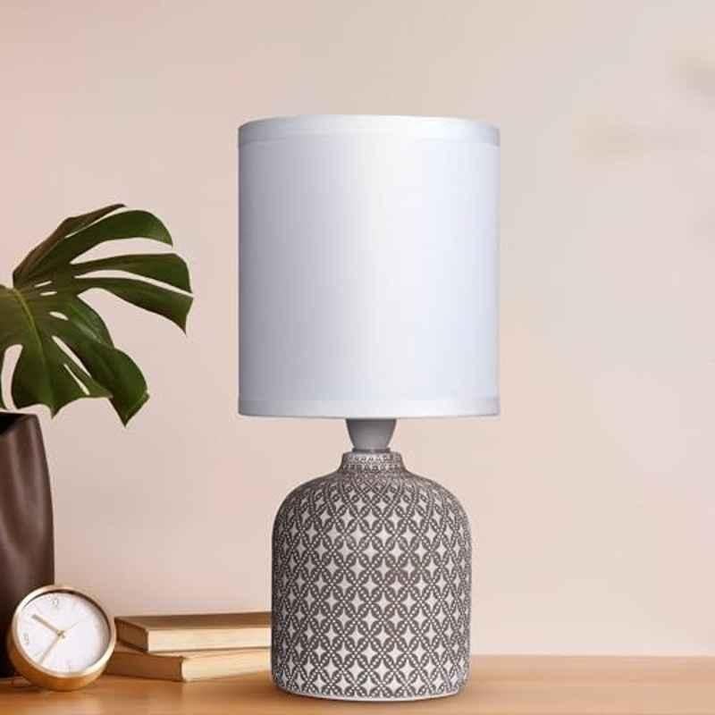 Magik Moroccan Mist 5W Concrete Taupe Table Lamp with Fabric Shade, TDMM000T8019