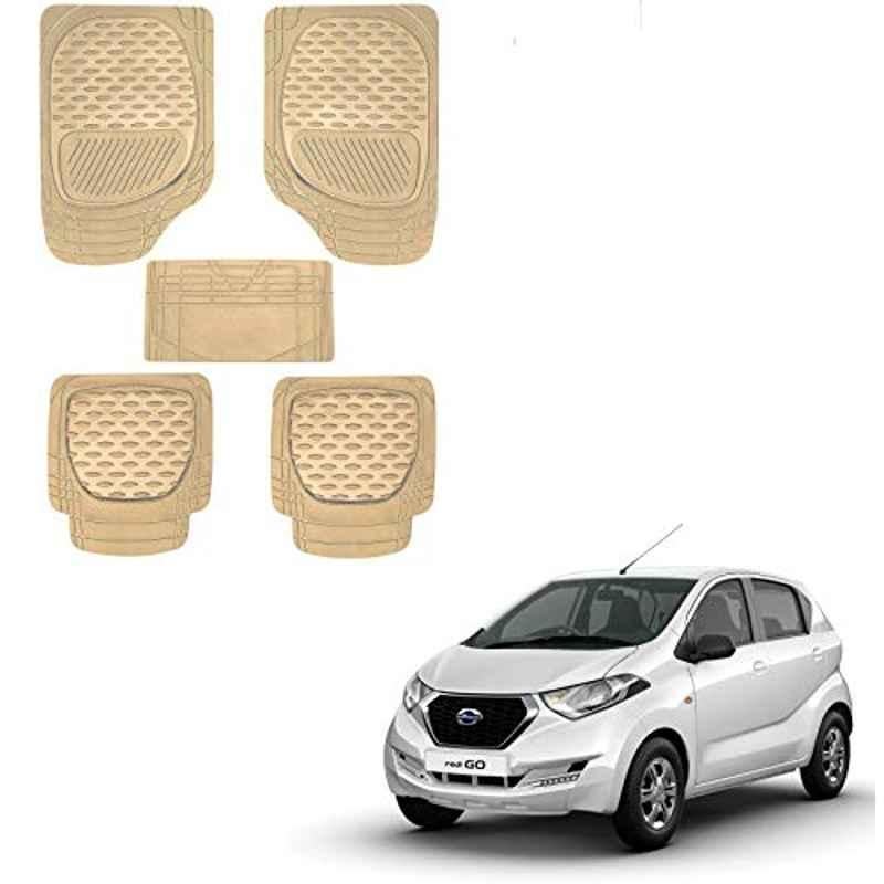 Kozdiko 6255 5 Pcs Rubber & PVC Beige Car Foot Mat Set for Datsun Redi Go
