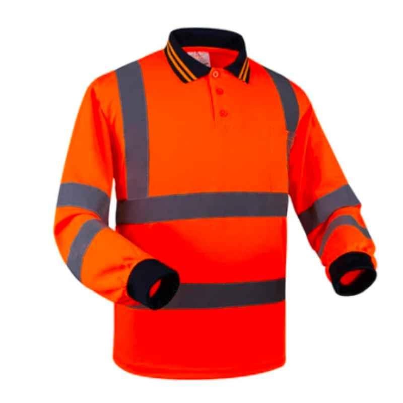 Empiral Polo Ii E104792801 Orange 130 GSM Full Sleeves T-Shirt, Size: S