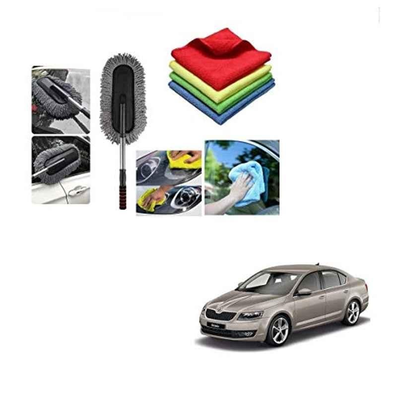 Kozdiko 4 Pcs 40x40cm Microfiber Car Cleaning Cloth Set & Cleaning Duster Combo for Skoda New Octavia 2013-Present